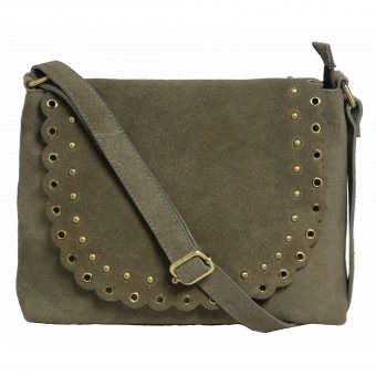 Cow Suede Grey Cross-body Genuine Leather Bag for Girls-2007-front