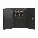 Sheep Nappa black leather key case-inside