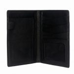 Bifold black goat kid leather card holder-front