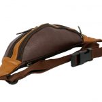 Beige Dark Brown Mens Genuine Leather Belt Bag laydown (leathermanfashion)