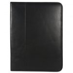 Genuine Leather Black Zip A4 Folder-IT 1737 001 front (leathermanfashion)