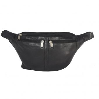 Genuine Leather Black Belt Bag-Lm728 front (leathermanfashion)