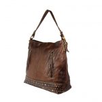 Women’s Brown Leather Hobo Bag-NR0040 Side (leathermanfashion)