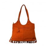 Genuine Leather Fringes Orange Handbag-nr7 back (leathermanfashion)