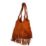 Genuine Leather Fringes Orange Handbag-nr7 side (leathermanfashion)