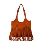 Genuine Leather Fringes Orange Handbag-nr7 front (leathermanfashion)