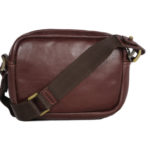 Brown leather crossbody for men 2023 front (leathermanfashion)