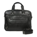 Black Leather Laptop Briefcase 8960 front (leathermanfashion)
