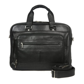 Black Leather Laptop Briefcase 8960 front (leathermanfashion)