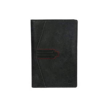 Bi Fold Black Leather Card Holder NR-1031 front (leathermanfashion)