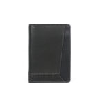 Bifold Black Leather Card Holder NR-1050 front (leathermanfashion)