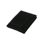 Bifold Black Leather Card Holder NR-1050 laydown (leathermanfashion)