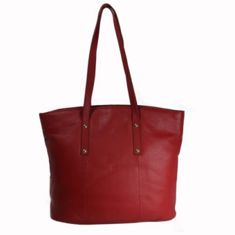Red Ladies Leather Tote K1010B front (leathermanfashion)