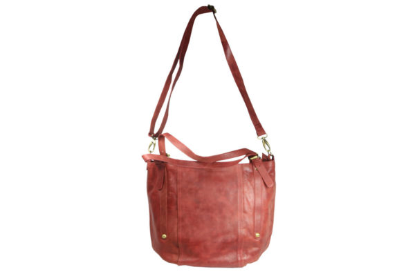 Tan Leather Hobo LM 02 front strap (leathermanfashion)