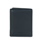 Trifold navy leather wallet NR-1005 back (leathermanfashion)