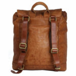 Tan Unisex Leather Backpack NR0043 back (leathermanfashion)