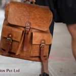 Tan Unisex Leather Backpack NR0043 model (leathermanfashion)