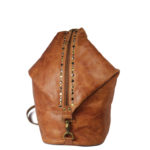 Tan Rucksack Leather Bag VT-274 front (leathermanfashion)