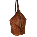 Tan Rucksack Leather Bag VT-274 front side (leathermanfashion)