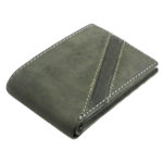Leatherman Fashion Genuine Leather Forest Green Men’s Wallet laydown view