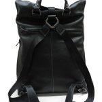 genuine leather unisex black backpack TG-2075 black back