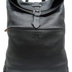 genuine leather unisex black backpack TG-2075 black front