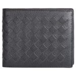 Genuine Leather Woven Design Black Unisex Wallet