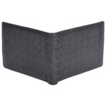 Genuine Leather Woven Design Black Unisex Wallet back