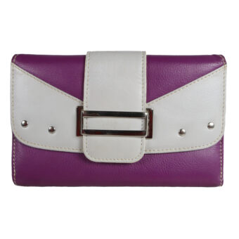 leather purple light grey ladies wallet front side