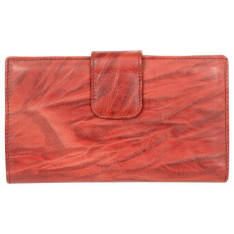 Genuine Leather Women's Red Wallet 8 Card Slots