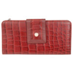 Genuine Leather Women Red Wallet 12 Card Slots