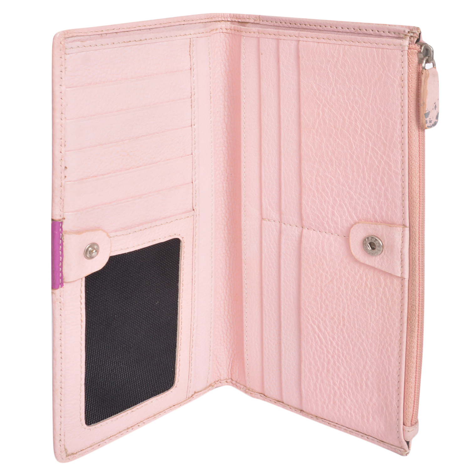 pink leather travel wallet