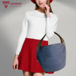 Genuine Leather Girls Blue, Grey Hobo Bag model LMN_HOBO_FI032020_BLUE_GREY