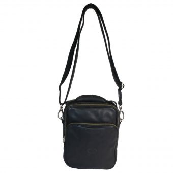 Genuine Leather Men's Black Sling Bag 6046