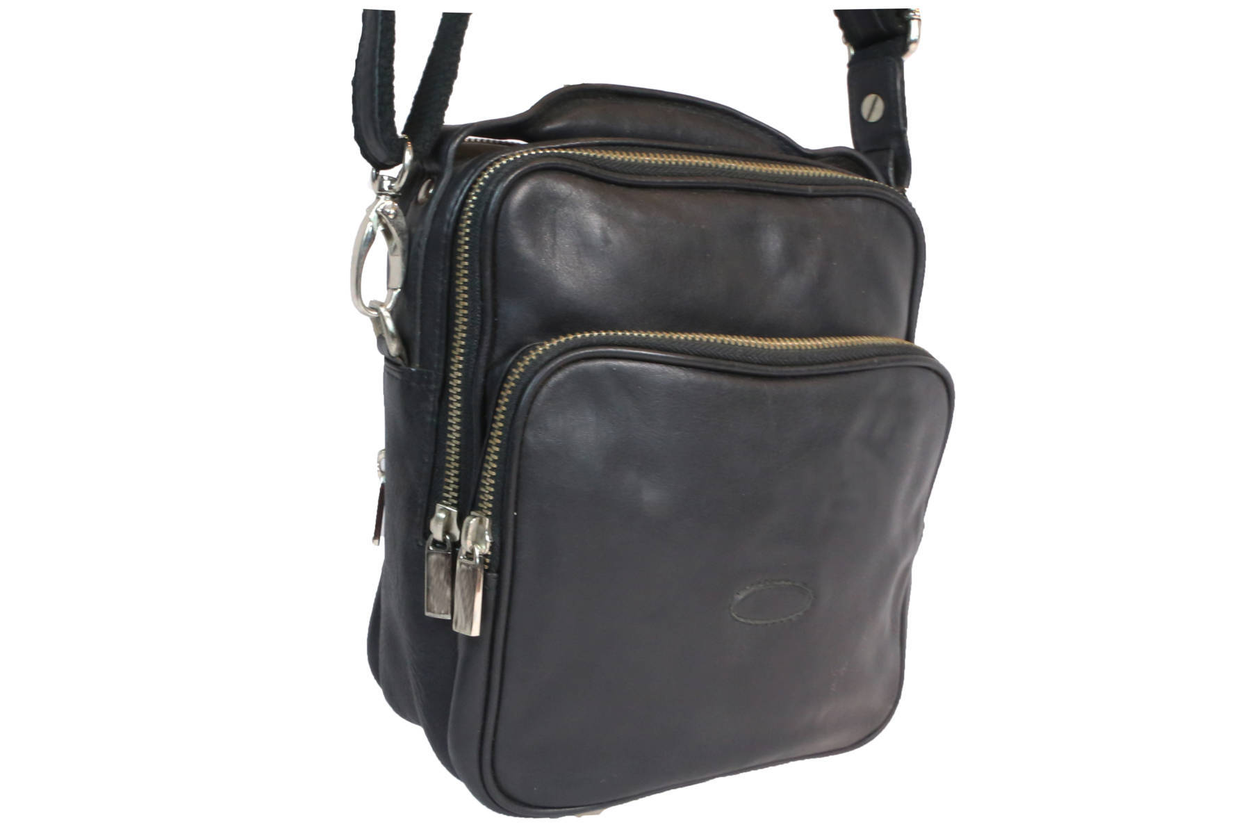 Genuine Leather Men's Black Sling Bag - Leatherman Fashion Private Limited