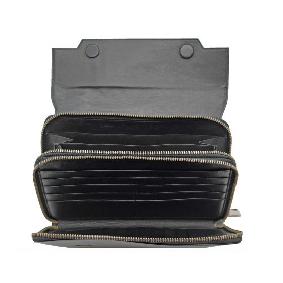 Genuine Leather Unisex Black Travel Wallet - Leatherman Fashion Private ...
