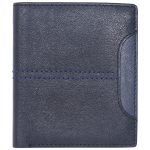 Genuine Leather Black Blue Unisex Wallet (6 Card Slots)