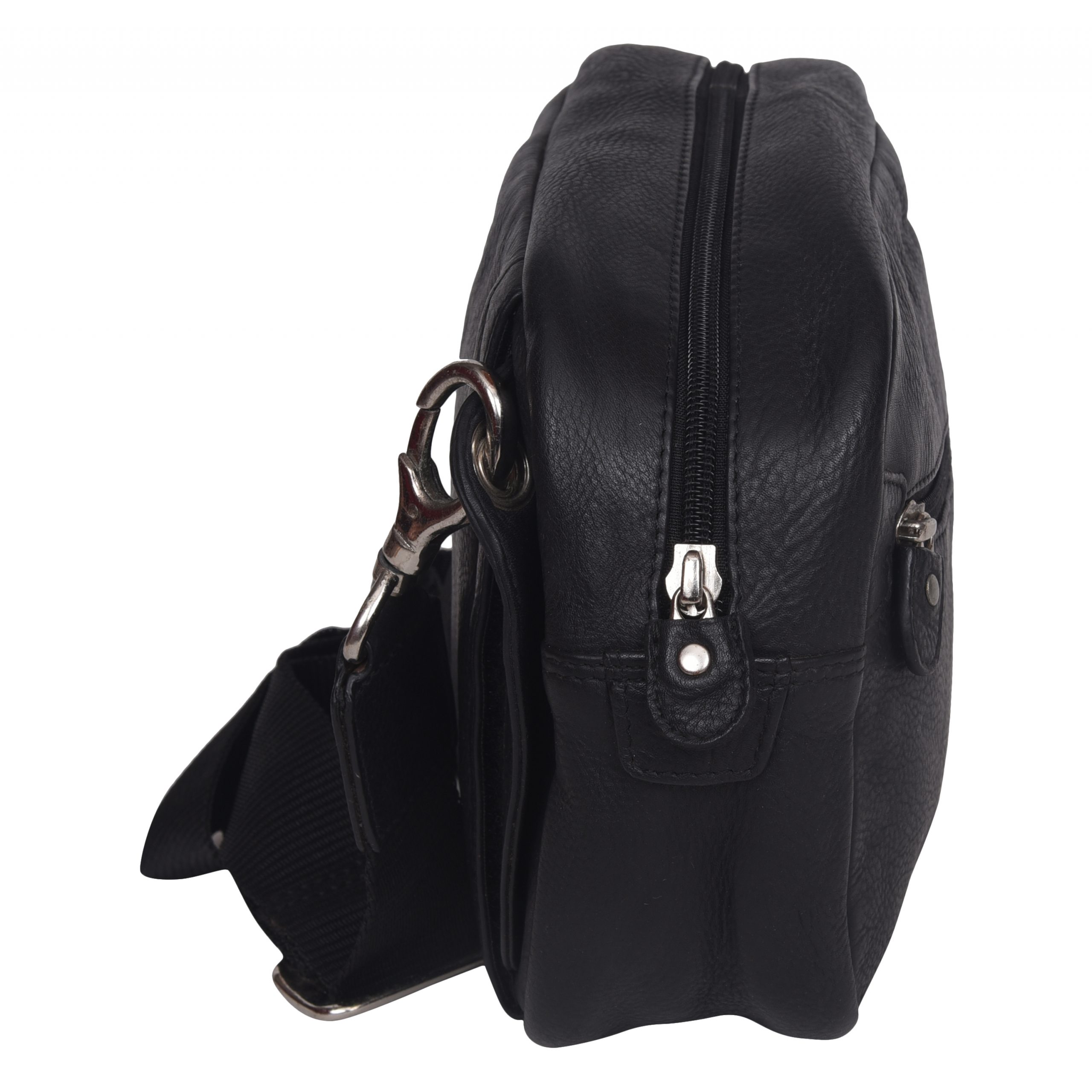 Genuine Leather Black Unisex Sling Bag - Leatherman Fashion Private Limited