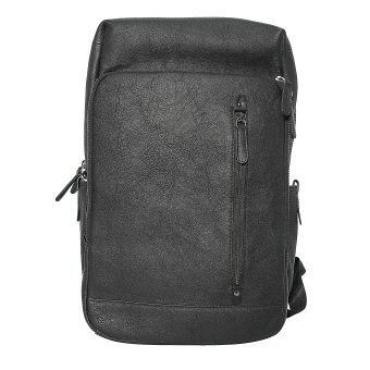 Genuine Leather Men Black Laptop Backpack