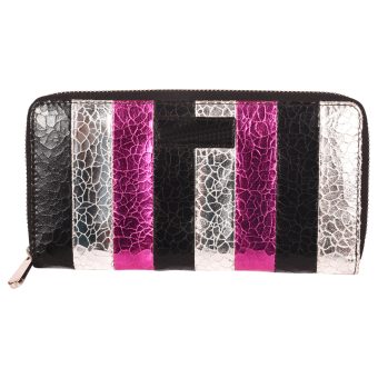 LMN Genuine Leather Woman Black Multi Color Wallet 50569