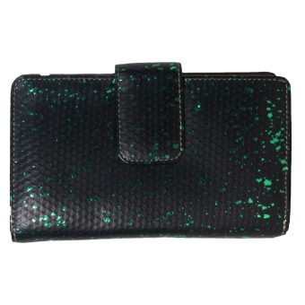 Genuine leather Women's Black Green Multi Color Wallet