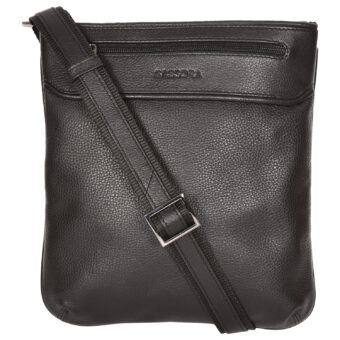 Sassora Black Sling Bag Premium Genuine Leather Hi-Black Metal Fittings Classic Crossbody Bag with Dust protection bag S-6045