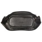 Sassora Genuine Premium Leather Adjustable Strap Black Belt Bag For Men and Women SS6000 Elegant Black Waist Bag high black metal fittings Travel pouch