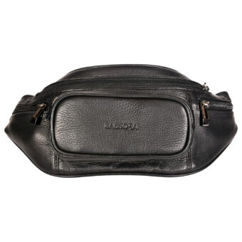 Sassora Genuine Premium Leather Adjustable Strap Black Belt Bag For Men and Women SS6000 Elegant Black Waist Bag high black metal fittings Travel pouch