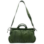 Sassora Genuine Leather Women Green Satchel Bag